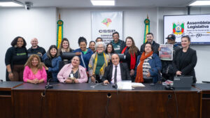 18 pessoas reunidas na audiência pública na Assembleia Legislativa do RS